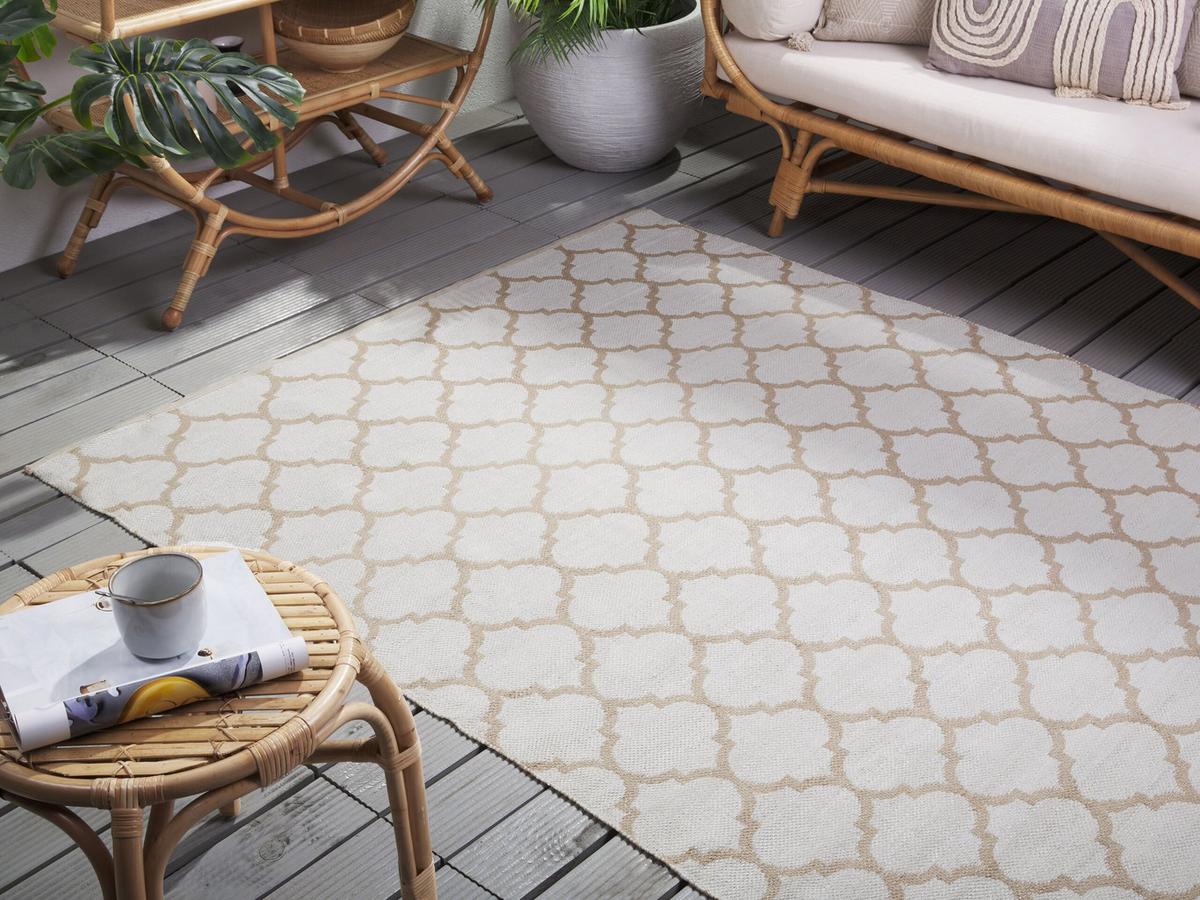 KURZFLOR-OUTDOOR-TEPPICH Aksu 200/140 cm - Weiß, Kunststoff (140/200cm) - Beliani