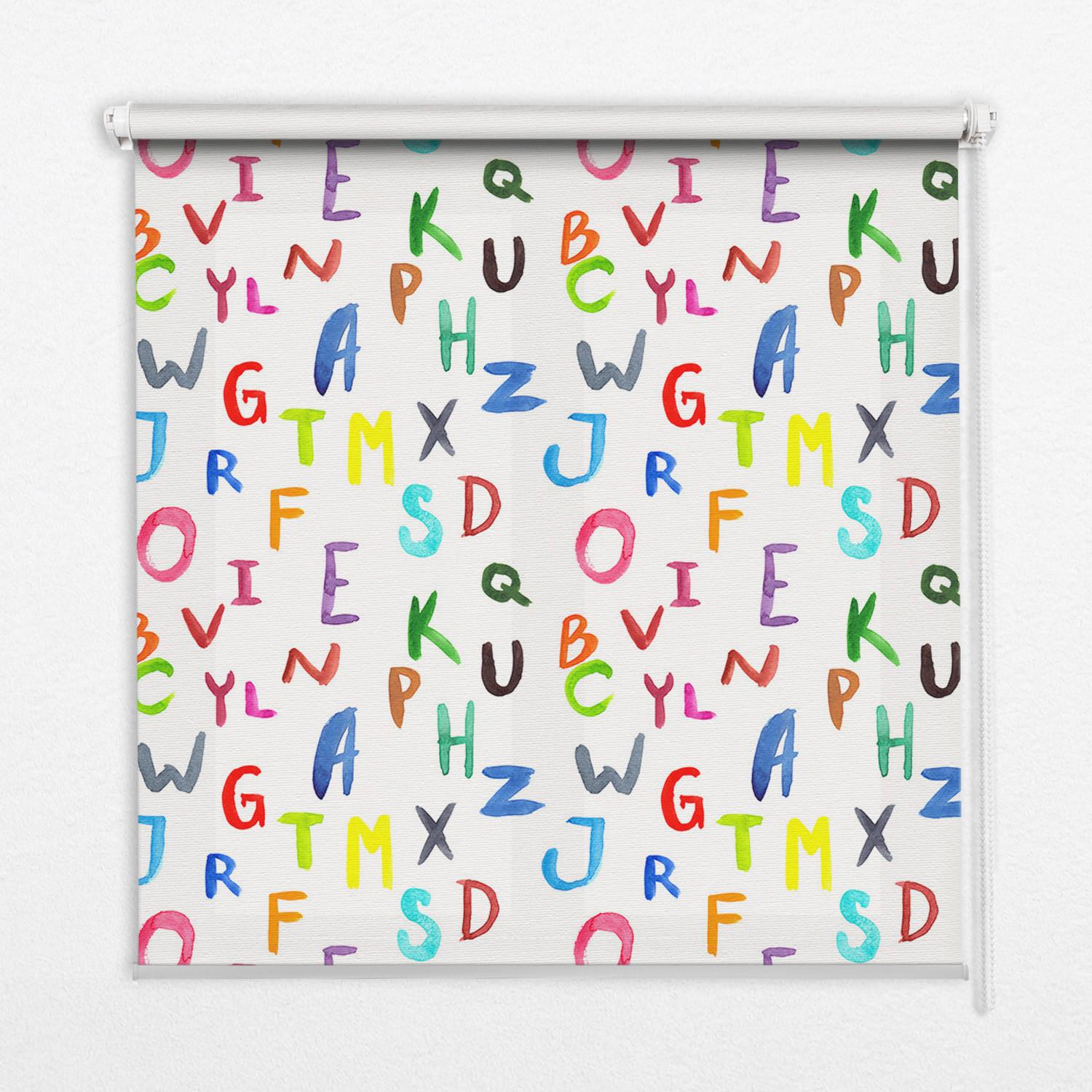 INNENROLLO - Fensterrollo - Rollo - 60x40 cm - Bunte Buchstaben - Blau, Kunststoff (60/140/0.5cm) - TULUP