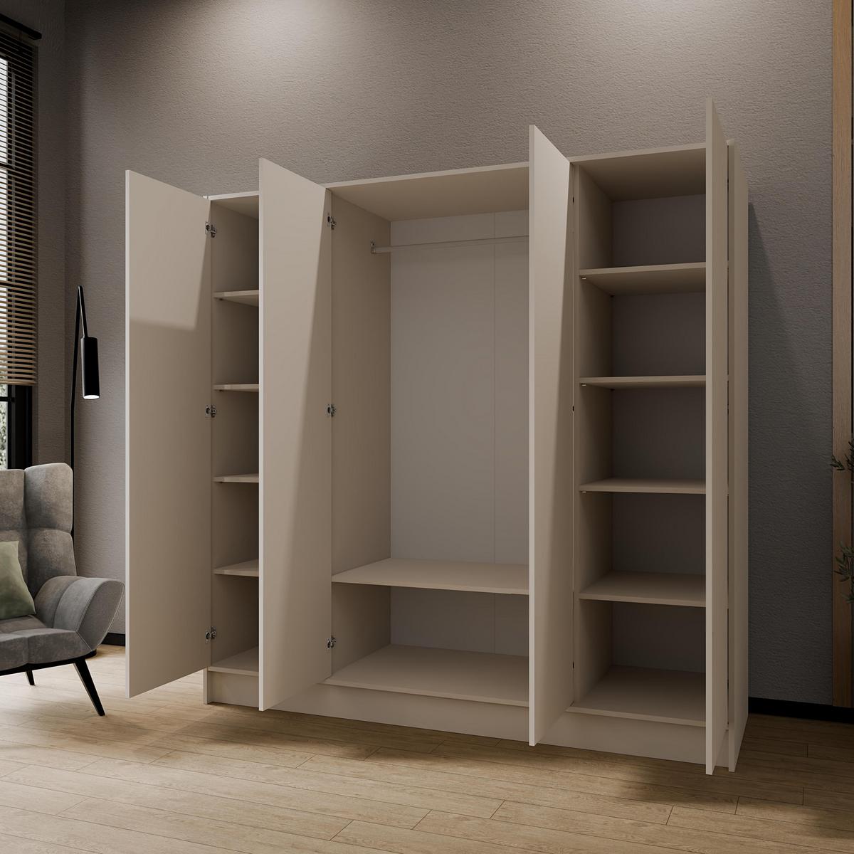 DREHTÜRENSCHRANK VELAR 200/200/51 cm Modern Kleiderschrank 4-türig Kaschmir - Kaschmir, Holzwerkstoff (200/200/51cm) - MASSENO