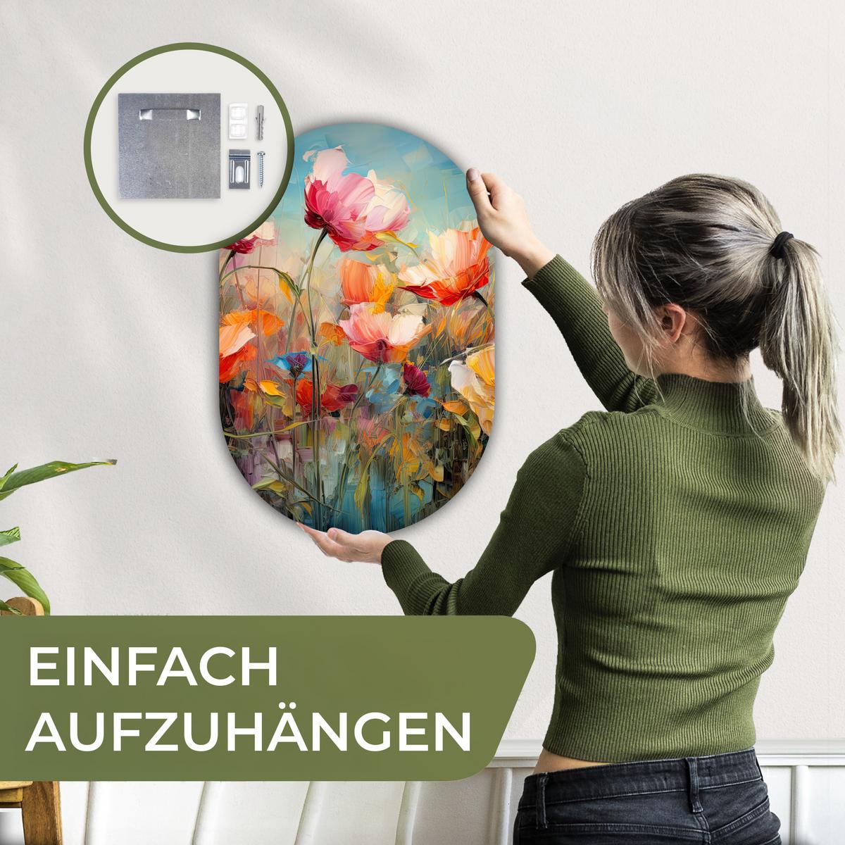 WANDBILD Blumen - Aquarell - Kunst - Botanisch - Natur Deko Wohnzimmer 40x60 cm - Orange, Kunststoff (40/60cm) - MuchoWow