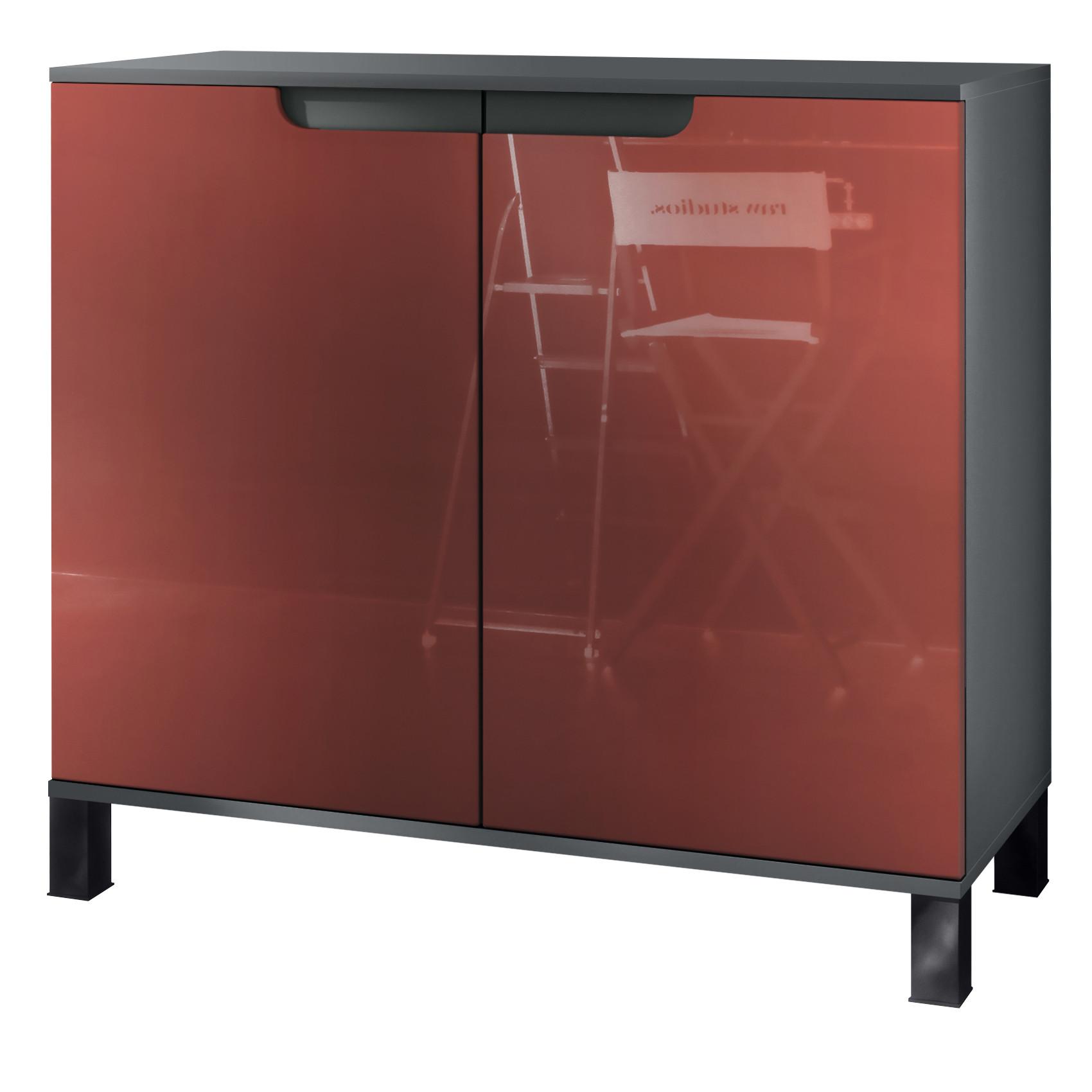KOMMODE Sylt Bordeaux Hochglanz - Bordeaux, Holzwerkstoff (92.5/84.5/35cm) - Vladon