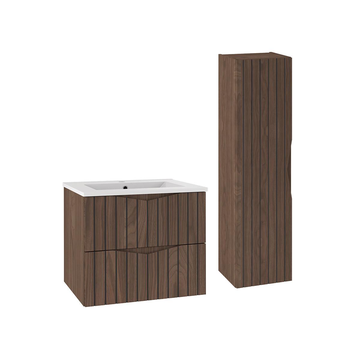 BADMÖBEL 60cm Siena 2er-Set Holz und Schwarz - Schwarz, Holzwerkstoff (60/50/45.8cm) - Petits-meubles