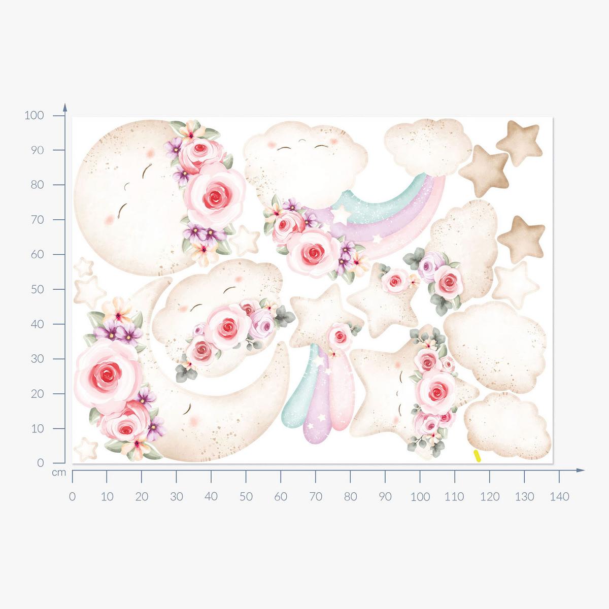 WANDAUFKLEBER 100x138cm - Elemente des Himmels - Multicolor, Kunststoff (100/138/0.1cm) - Wallfluent