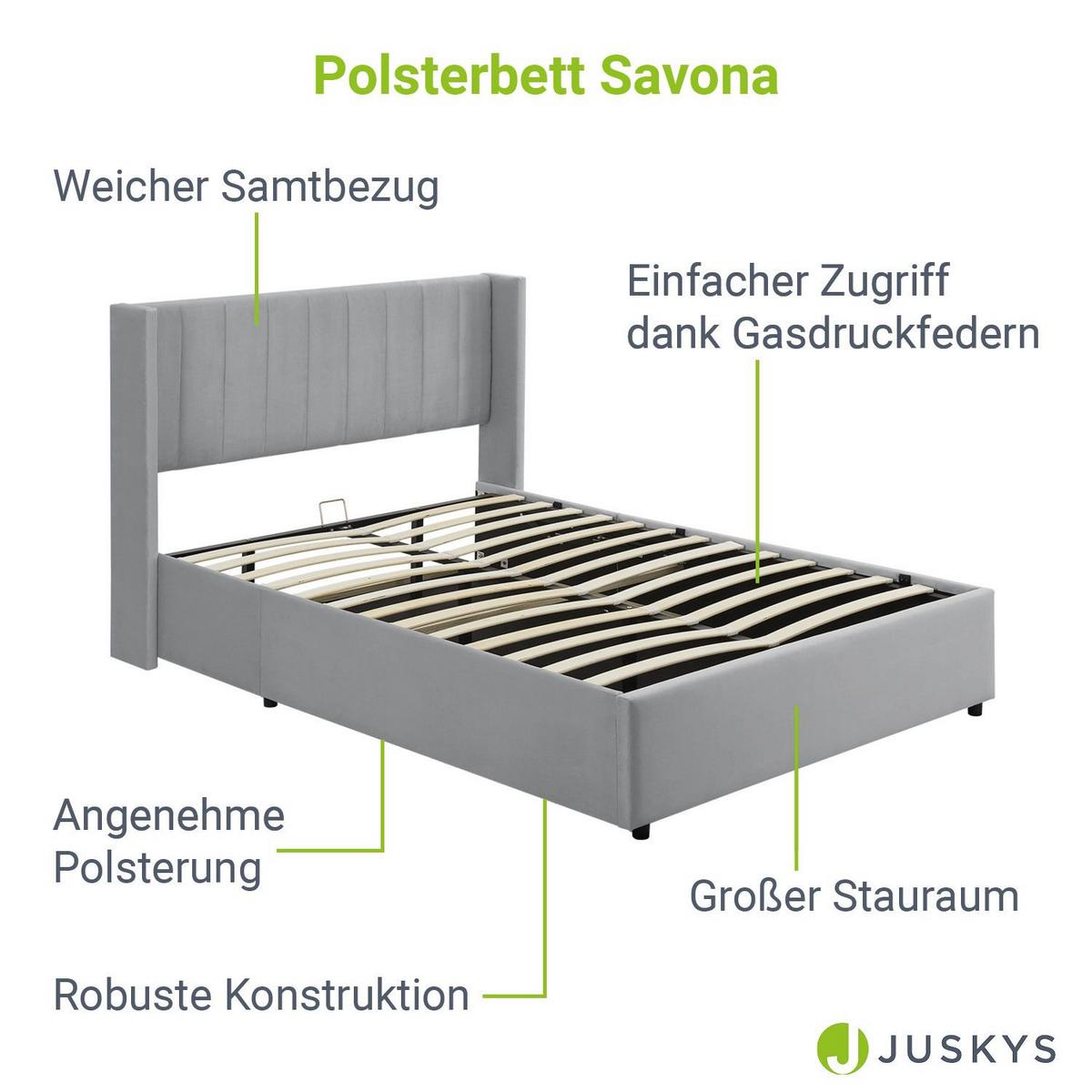 POLSTERBETT Savona mit Matratze 120 x 200 cm hellgrau - Hellgrau, Holzwerkstoff (120/200cm) - Juskys