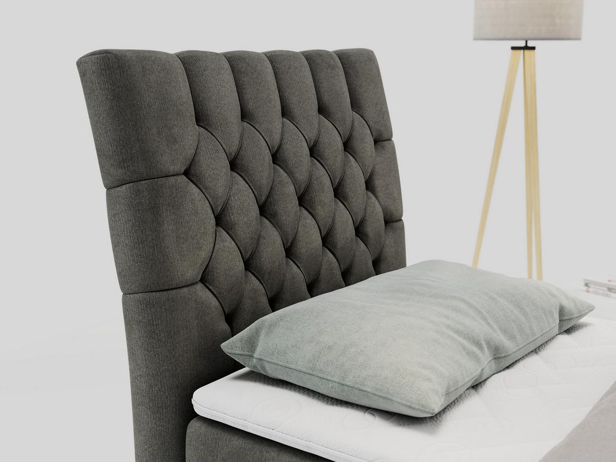 BOXBETT MILEN 90/200 Dunkelgrau Velvet - H3 - Links Seite - Dunkelgrau, Holz/Textil (90/200cm) - MKS
