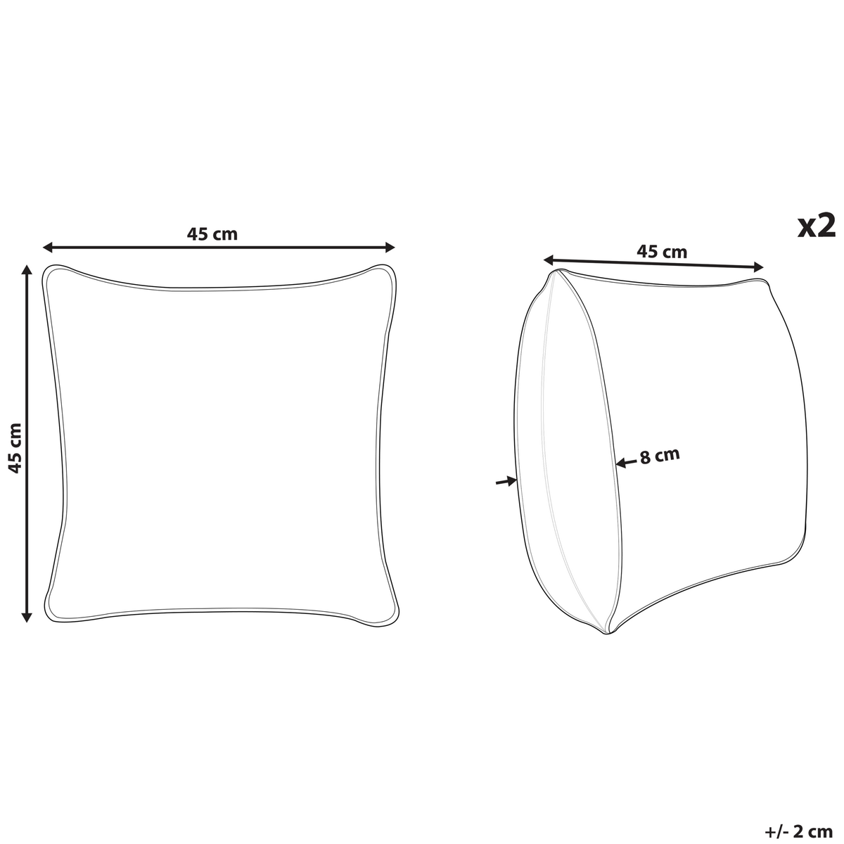 DEKOKISSEN 2er-Set Smaragdgrün 45/45 cm Philodendron - Smaragdgrün, Textil (45/45cm) - Beliani