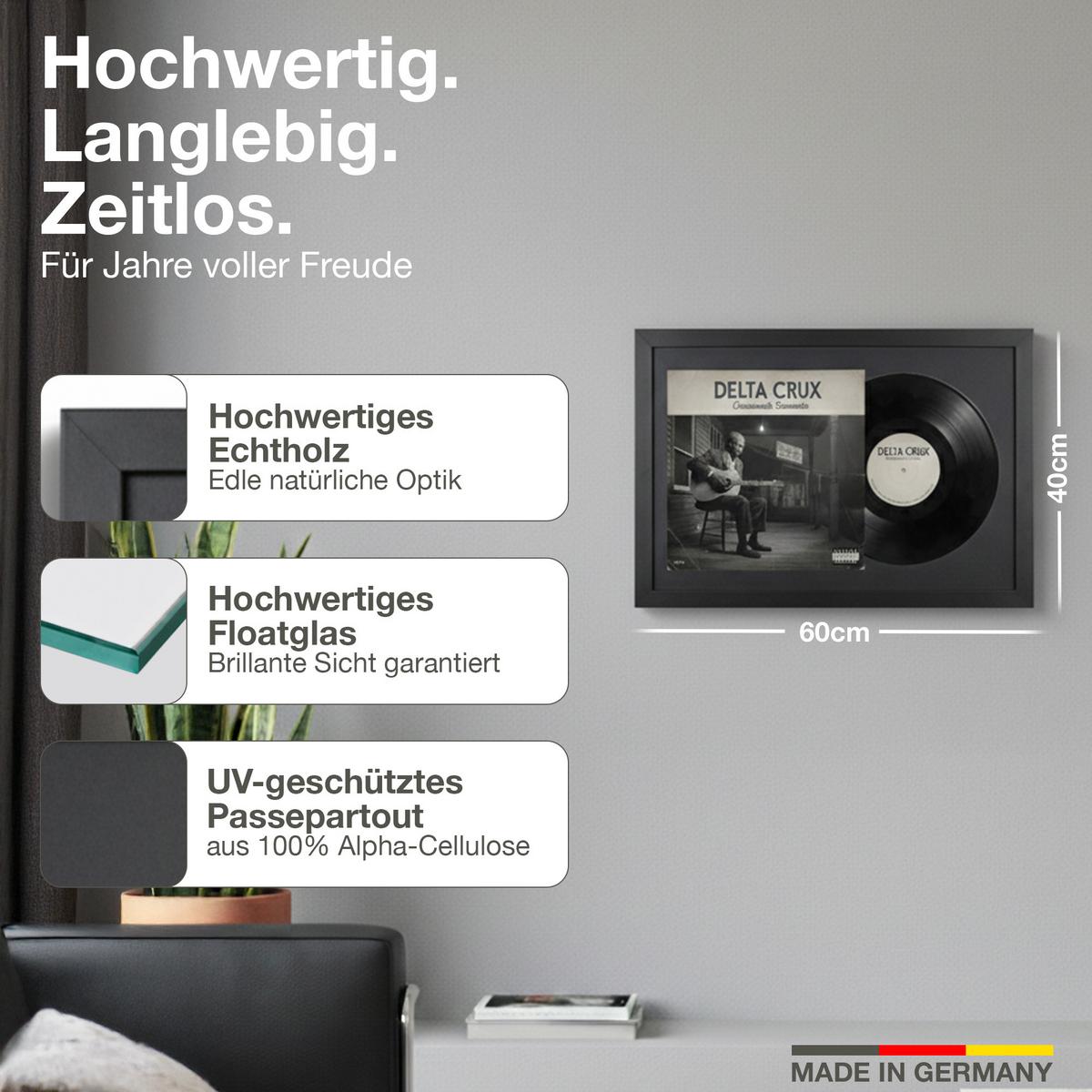 SCHALLPLATTEN BILDERRAHMEN 40/60 2er Set - Schwarz, Holz (60/40cm) - K-Möbel