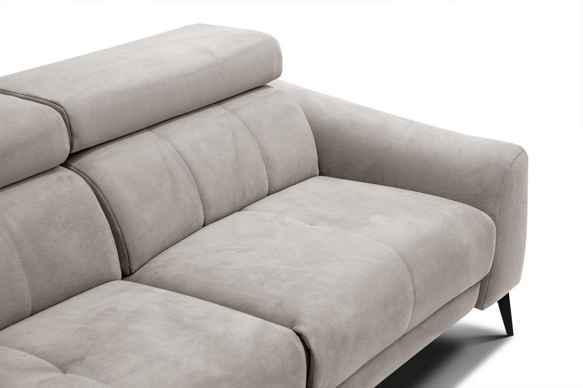 ECKSOFA LARS 5-Sitzer, 1 Relax, verstellbare Kopfstützen, beige - Beige/Schwarz, Holzwerkstoff/Textil (284/201cm) - Wozimo