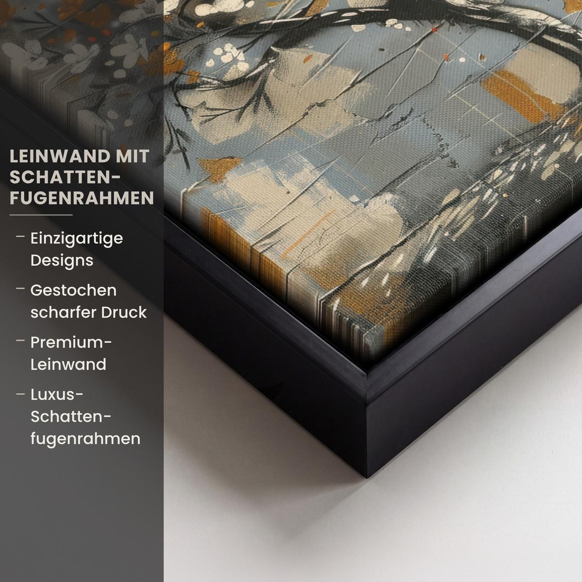 LEINWAND Bilder mit Rahmen - Baum - Graffiti - Banksy-Stil - Ballon-Mädchen - 40x30 - Blaugrau, Textil (40/30cm) - MuchoWow