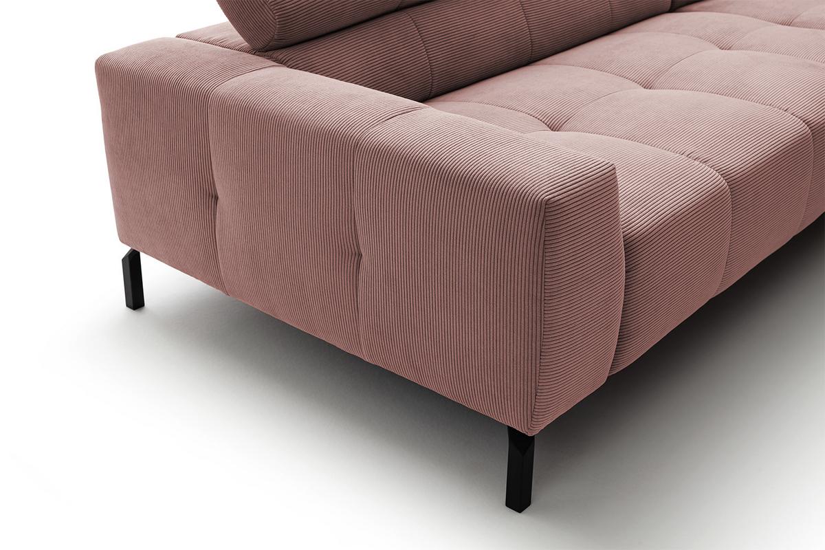 ECKSOFA MIT MOTORISCHEM SITZVORZUG OHIO Pink Cord Relaxfunktion - Schwarz/Rosa, Textil/Metall (311/219cm) - KAWOLA
