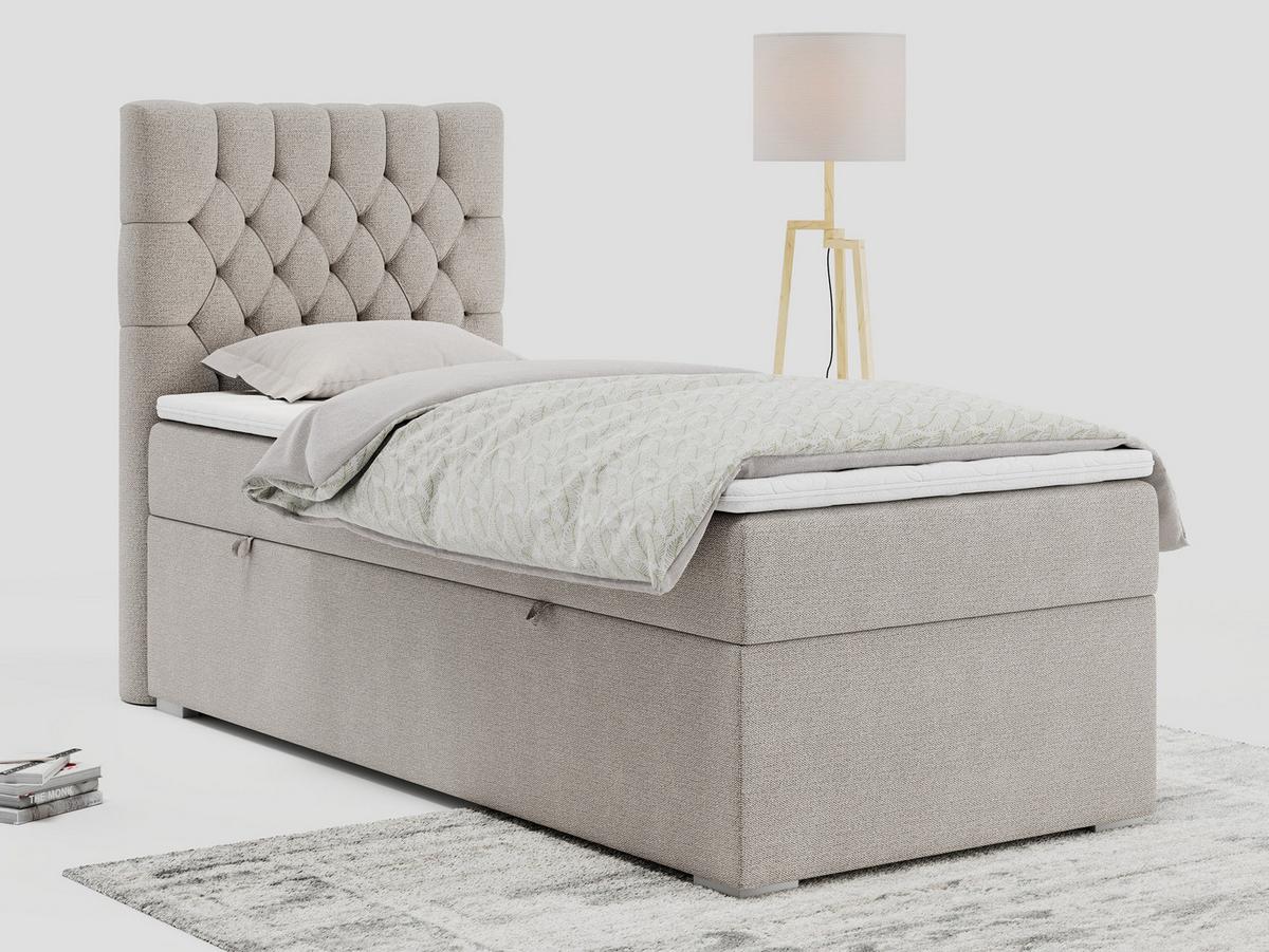 BOXBETT PERA 90/200 Beige Struktur - H3 - Links Seite - Beige, Holz/Textil (90/200cm) - MKS