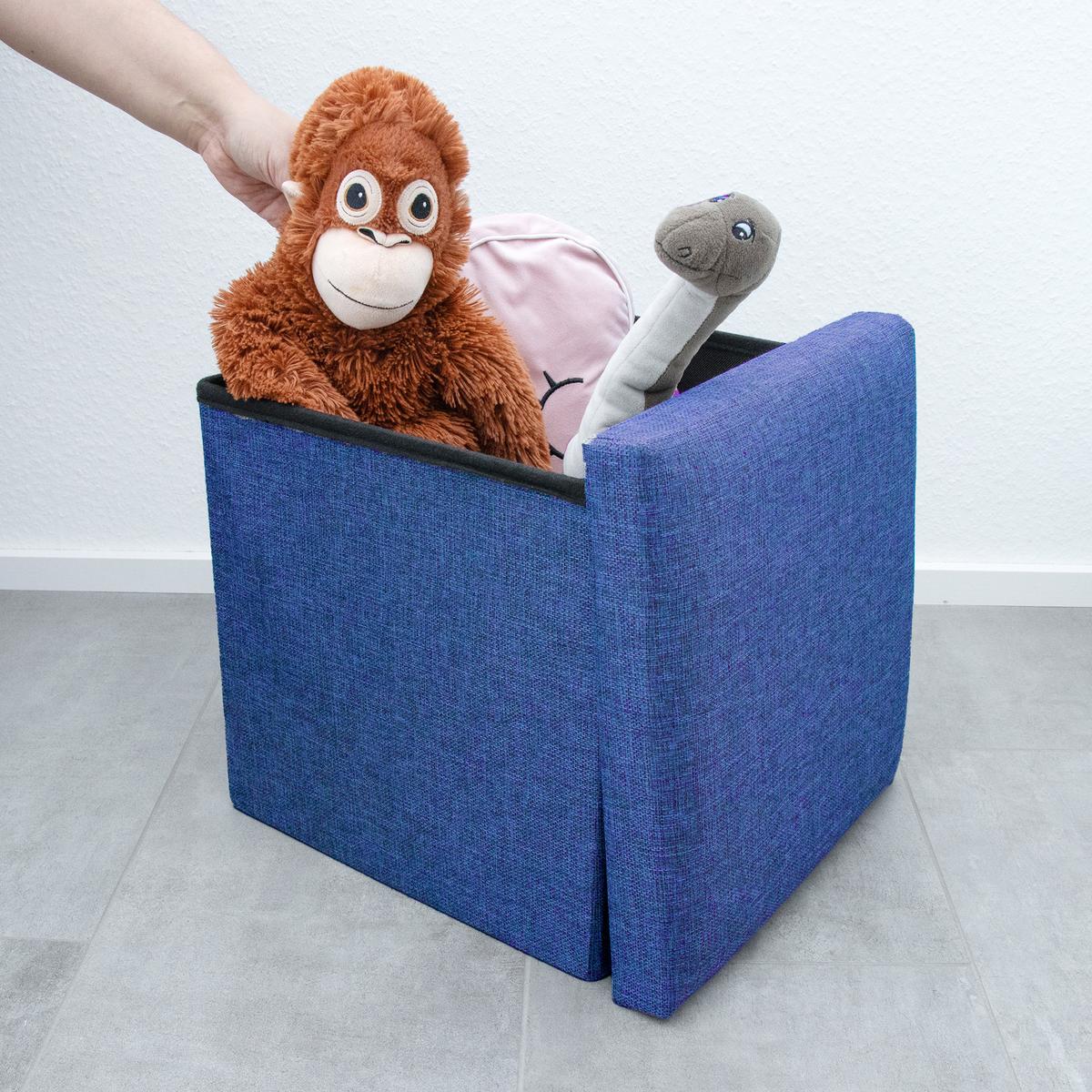 SITZHOCKER mit Stauraum 30/30/30 cm (Blau) - Blau, Textil (38/38/38cm) - Intirilife