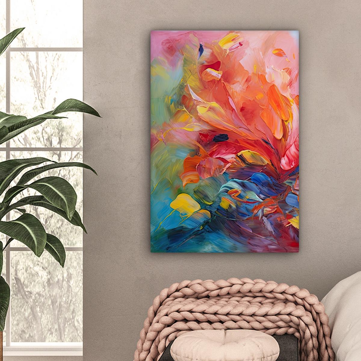 LEINWANDBILD Ölgemälde - Kunst - Abstrakt - Farbenfroh Wanddeko 40x60 cm - Altrosa, Textil (40/60cm) - MuchoWow