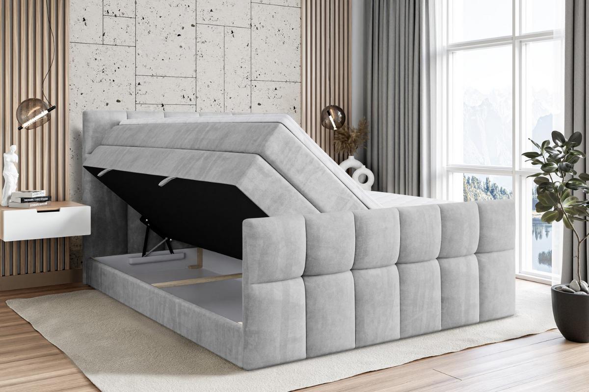 BOXSPRINGBETT RICAR-Z KING - 180 x 200 - H3/H4 - Hellgrau - Hellgrau, Holzwerkstoff (180/200cm) - ALTDECOR