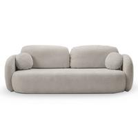 BETTSOFA AMICO Grau Bucle-Stoff mit Schlaffunktion - Grau, Holz (238/86.5/101cm) - MASSENO