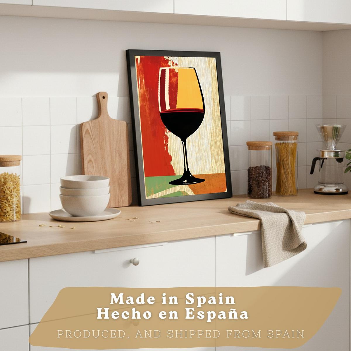 POSTER 2er Set Küchen-Wandbilder Rotwein und Pasta Vintage Retro Esszimmer Wanddeko Rahmenlos A3 - Schwarz, Papier (29.7/1/42cm) - Nacnic