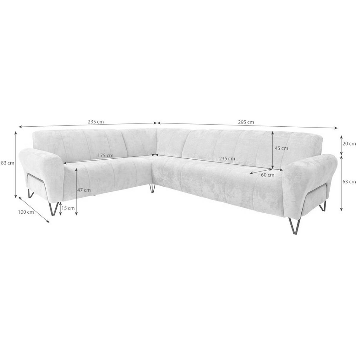 ECKSOFA Volare ohne Schlaffunktion Anthrazit rechts - Anthrazit/Schwarz, Textil/Metall (295/235cm) - Beautysofa