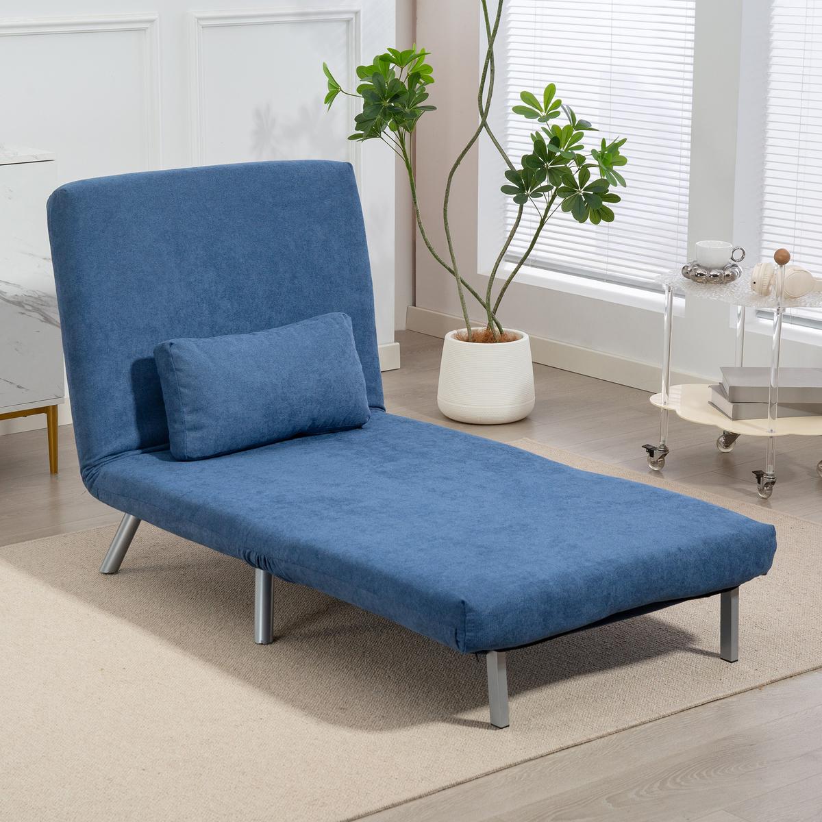 SCHLAFSESSEL 3-in-1 klappbar Schlafsofa mit Bettfunktion Relaxsessel Blau - Blau, Kunststoff (75/83/80cm) - HOMCOM