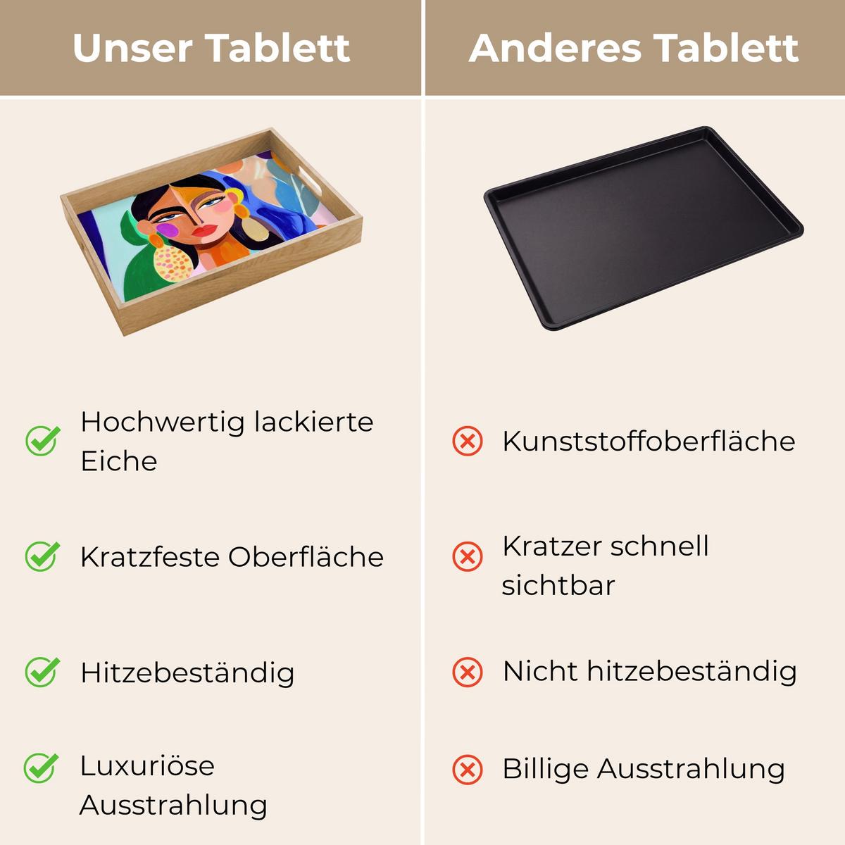 TABLETT Porträt - Frau - Modern 40x30 cm - Multicolor, Holz (40/5/5cm) - OnlyWow