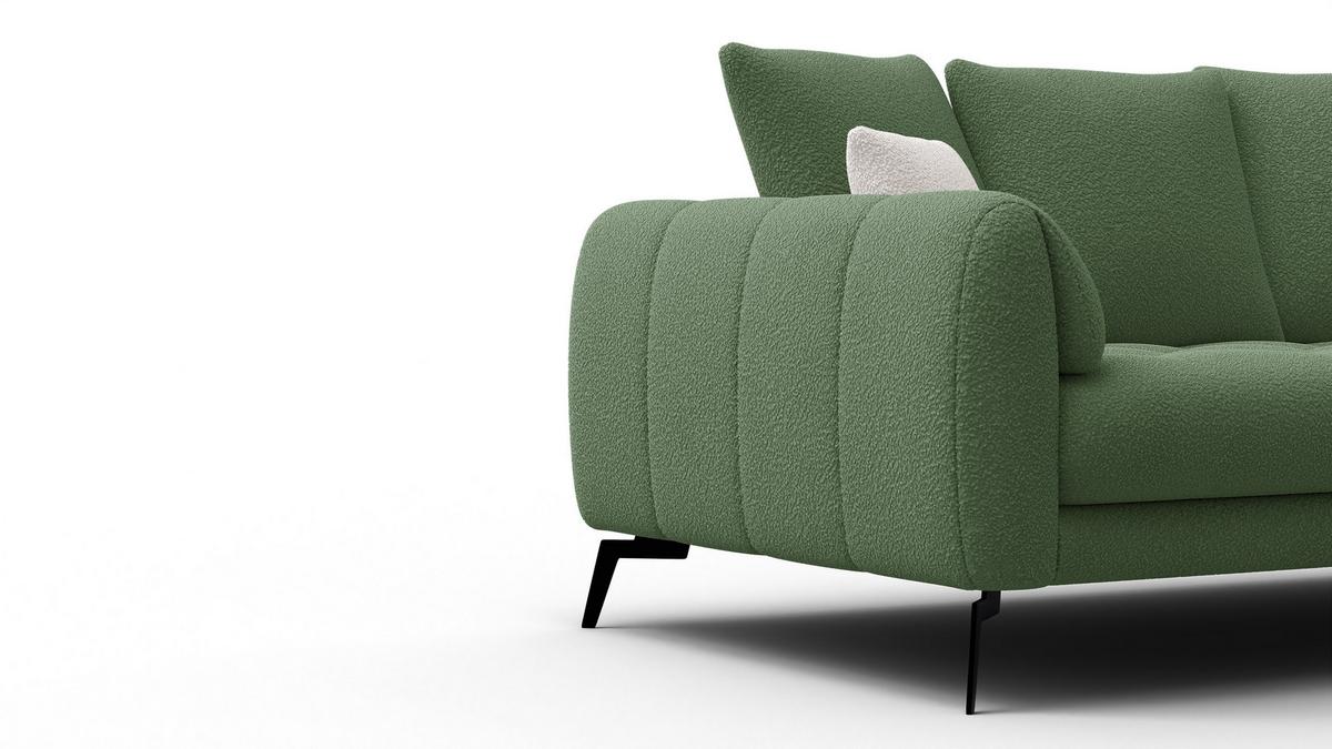 SOFA CALME 2,5-Sitzer, olive - Schwarz/Olivgrün, Holz/Textil (199/92/108cm) - Wozimo