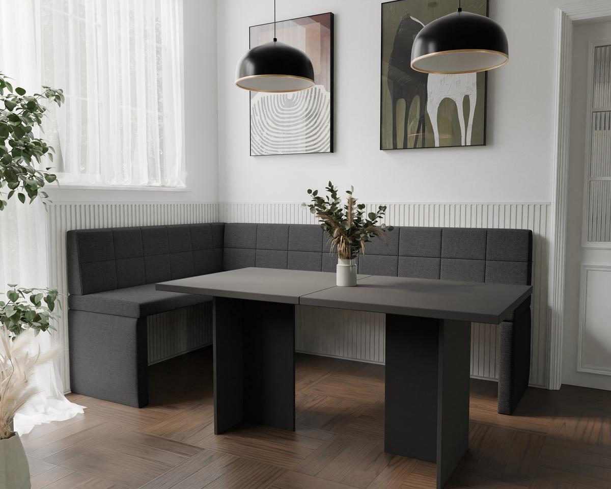 ECKBANK links MELVIN Webstoff, 142/196 cm Anthrazit - Anthrazit, Holz/Textil (142/196cm) - Idohome