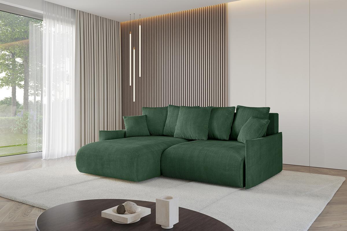ECKSOFA Ottomane links ONESK-L -v1 216x177x72 Grün Cord - Grün, Holzwerkstoff/Kunststoff (216/177cm) - ALTDECOR