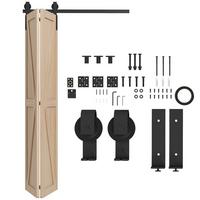 SCHIEBETÜREN-BESCHLAGSATZ Karbonstahl Schwarz - Schwarz, Metall (1/4/122cm) - HOMCOM