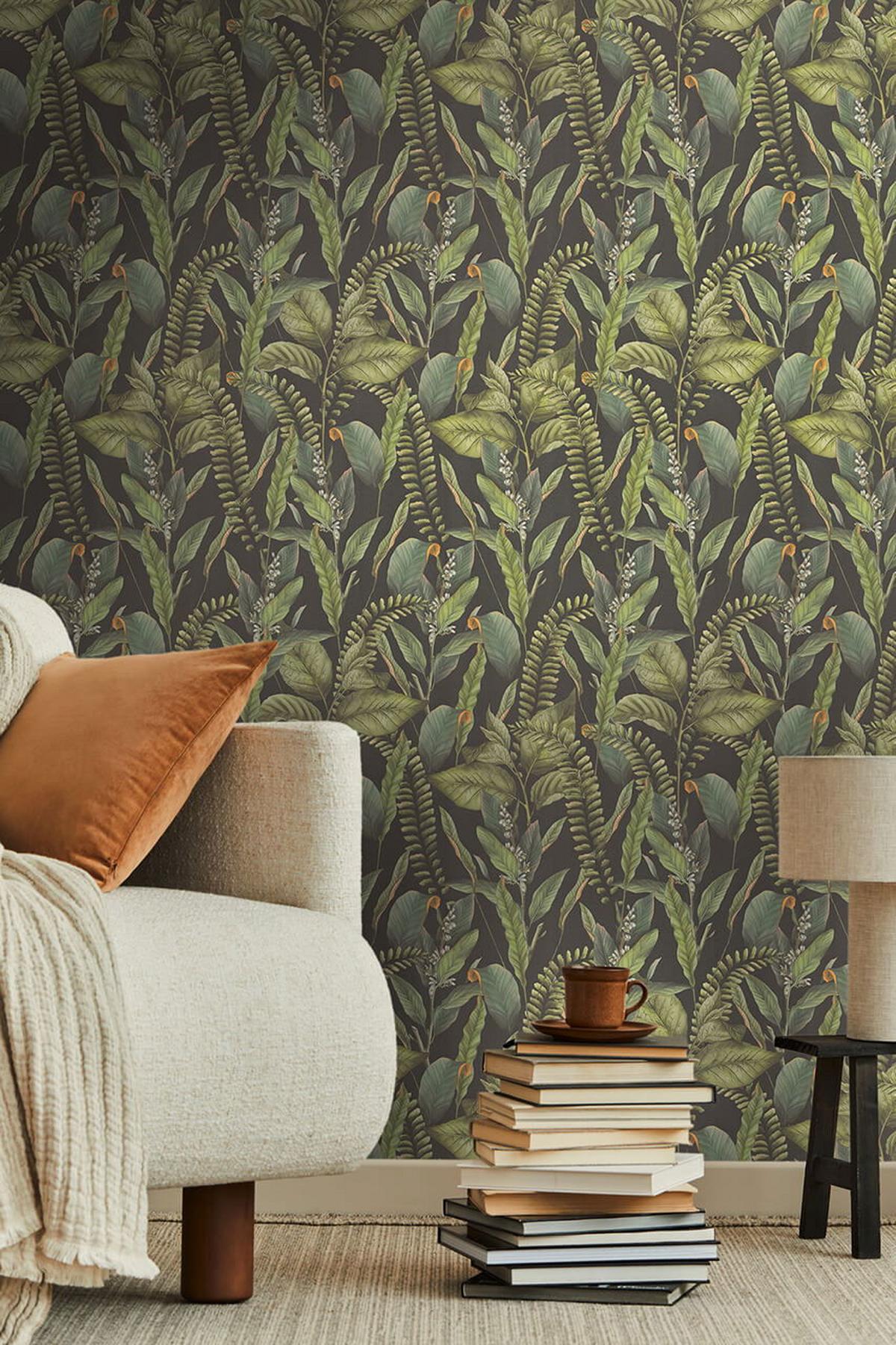 VLIESTAPETE Grün 53/1005 cm - Schwarz, Textil (53/1cm) - KUNSTLOFT