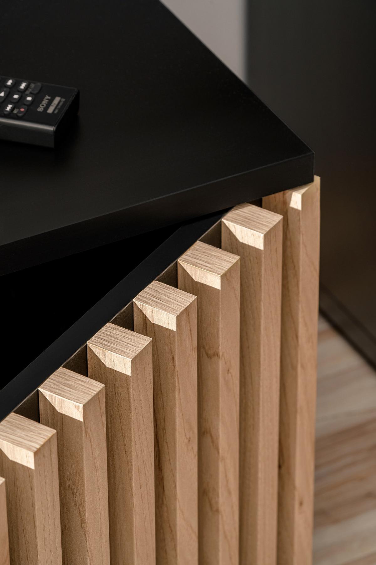 WOHNWAND schwarz, Eiche Jackson 353 cm, Schrankwand mit Push-top-Open und Beleuchtung - Eichefarben/Schwarz, Glas/Holzwerkstoff (340/192/45cm) - Furn.Design