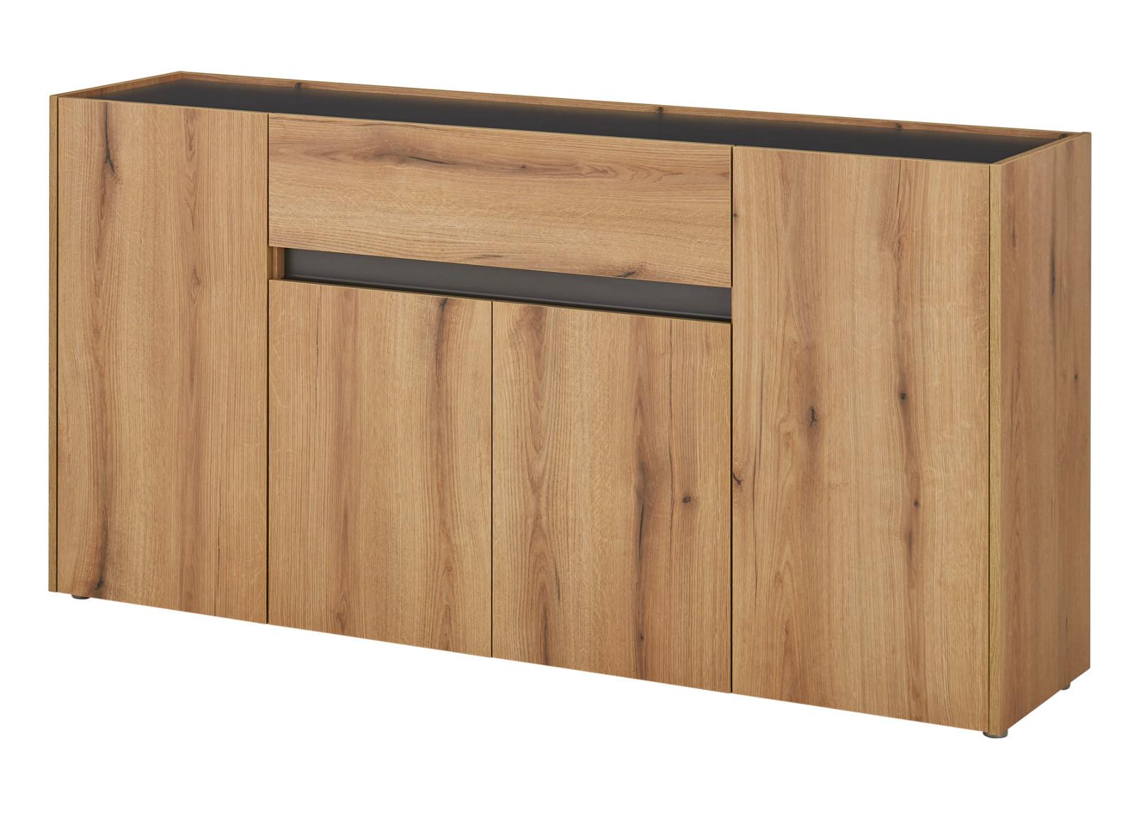 SIDEBOARD Evoke Eiche, grau 170 cm, Kommode mit viel Stauraum - Eichefarben/Schwarz, Holzwerkstoff/Kunststoff (170/87/40cm) - Furn.Design