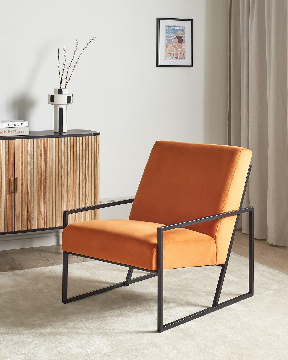 SESSEL Orange Delary - Schwarz/Orange, Textil (69/83/83cm) - Beliani