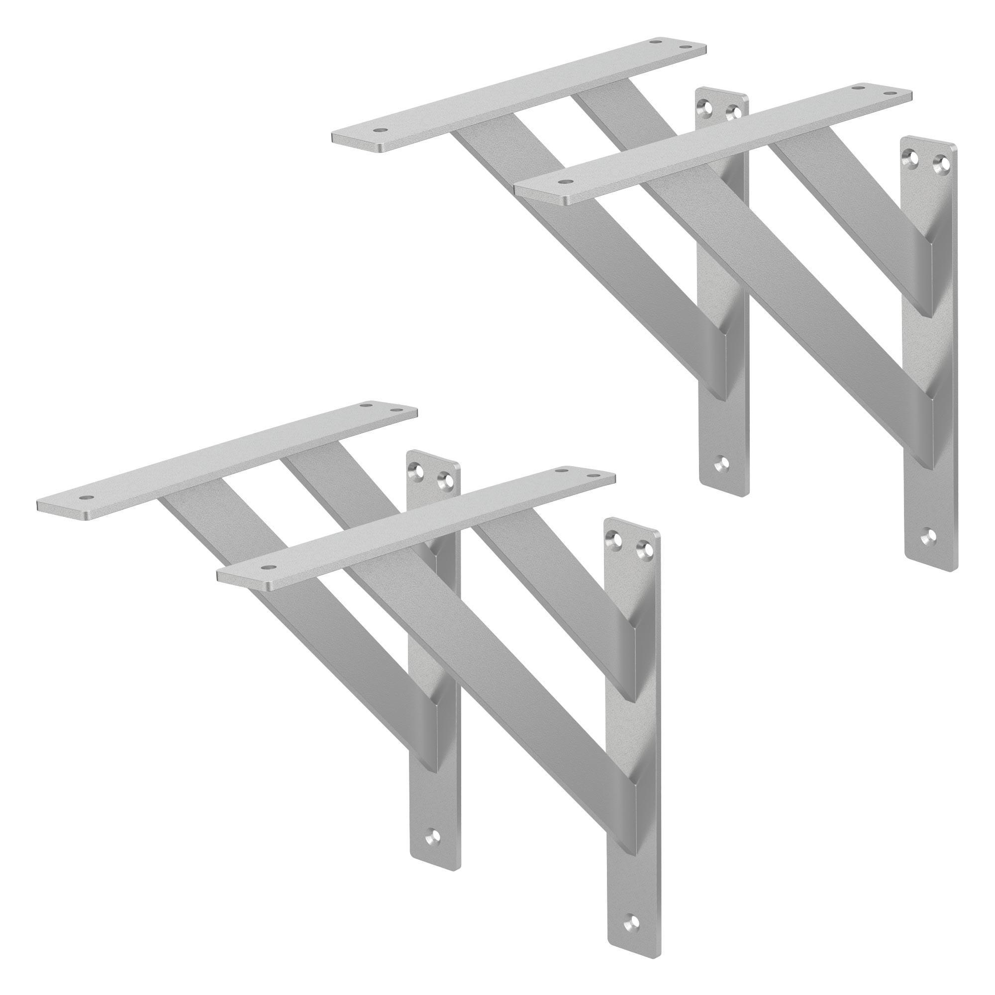 REGALTRÄGER 2er Set - Silberfarben, Metall (24/24/3cm) - ML-DESIGN