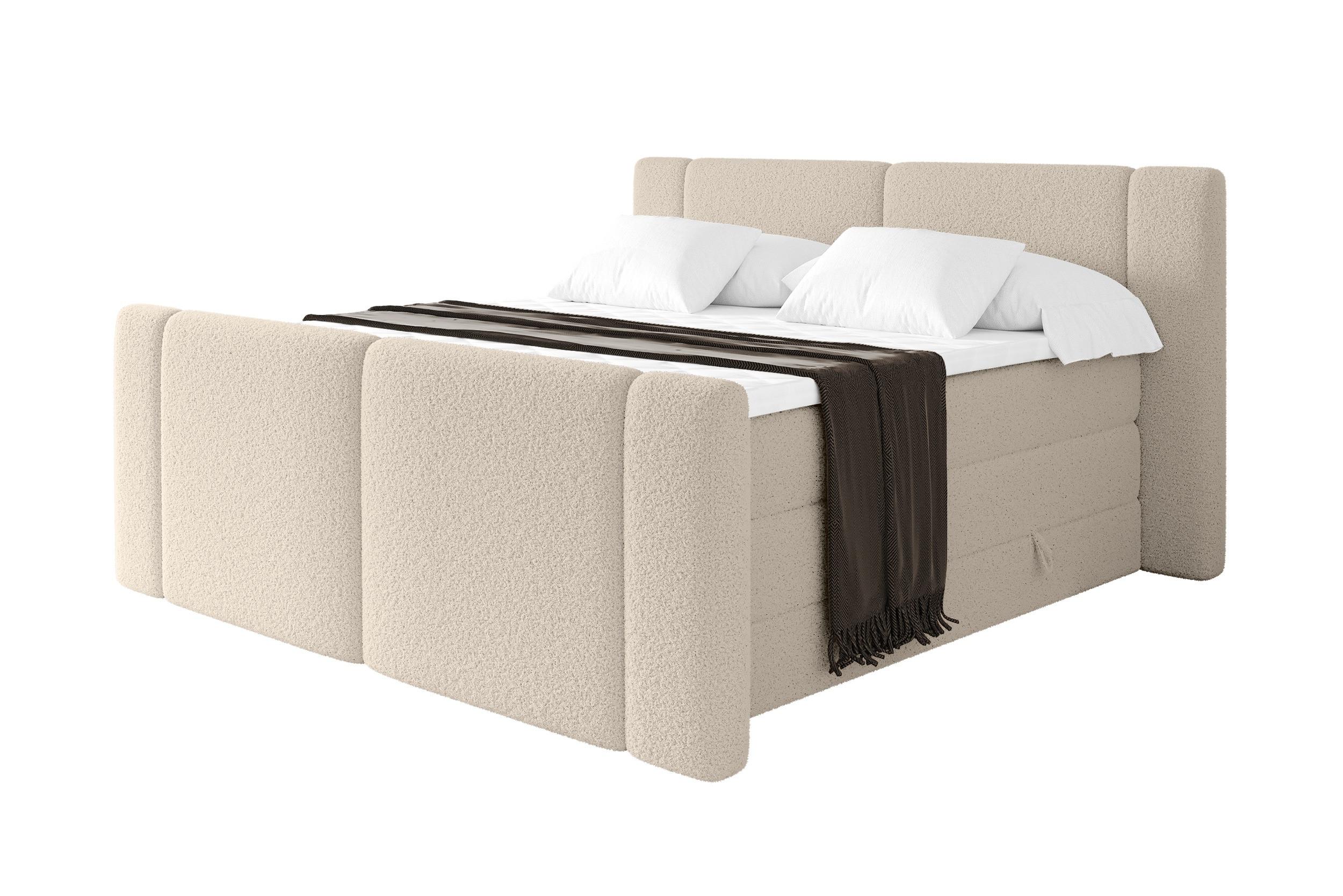 BOXSPRINGBETT mit Matratze H3/H4 - EVON KING Zanozek - 160x200 cm Dunkelbeige - Cappuccino, Holzwerkstoff (160/200cm) - ALTDECOR