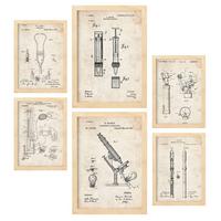 POSTER Set Mit 6 Plakaten Mit Medizin Patenten Im Vintage Stil A3 & A4 Rahmen Aus Hellem Holz - Beige, Papier (29/3cm) - Nacnic