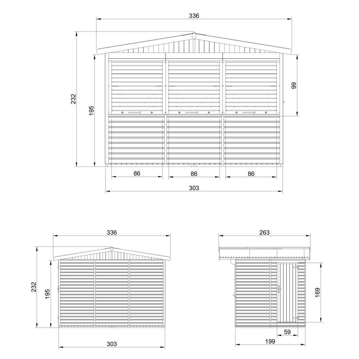 MARKTBUDE Holz M150AZ Holz Gartenhaus, Marktbude Holz - 263 x 336 cm / 6 m² - Beige, Holz (336/232/263cm) - Timbela