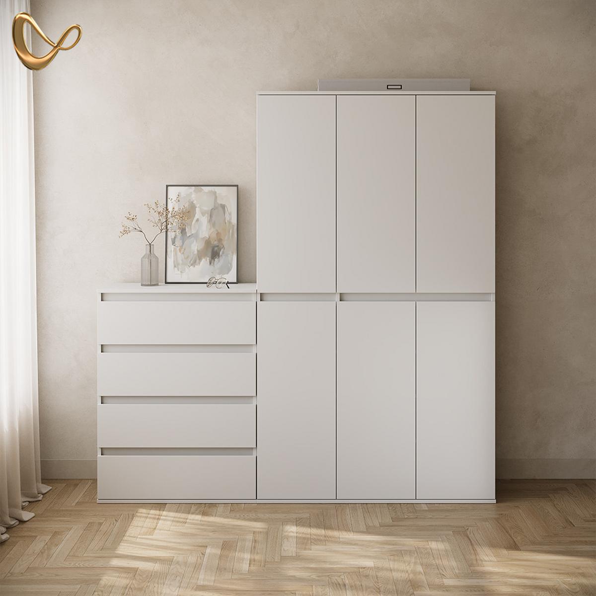 KOMMODE Garda Weiß 74 x 99.6 cm mit 4 Schubladen - Weiß, Holzwerkstoff (74/99.6/40cm) - Livinity®