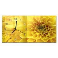 WANDUHR aus Glas 60x30 cm - Chrysantheme - Gelb, Glas (60/30/0.4cm) - TULUP
