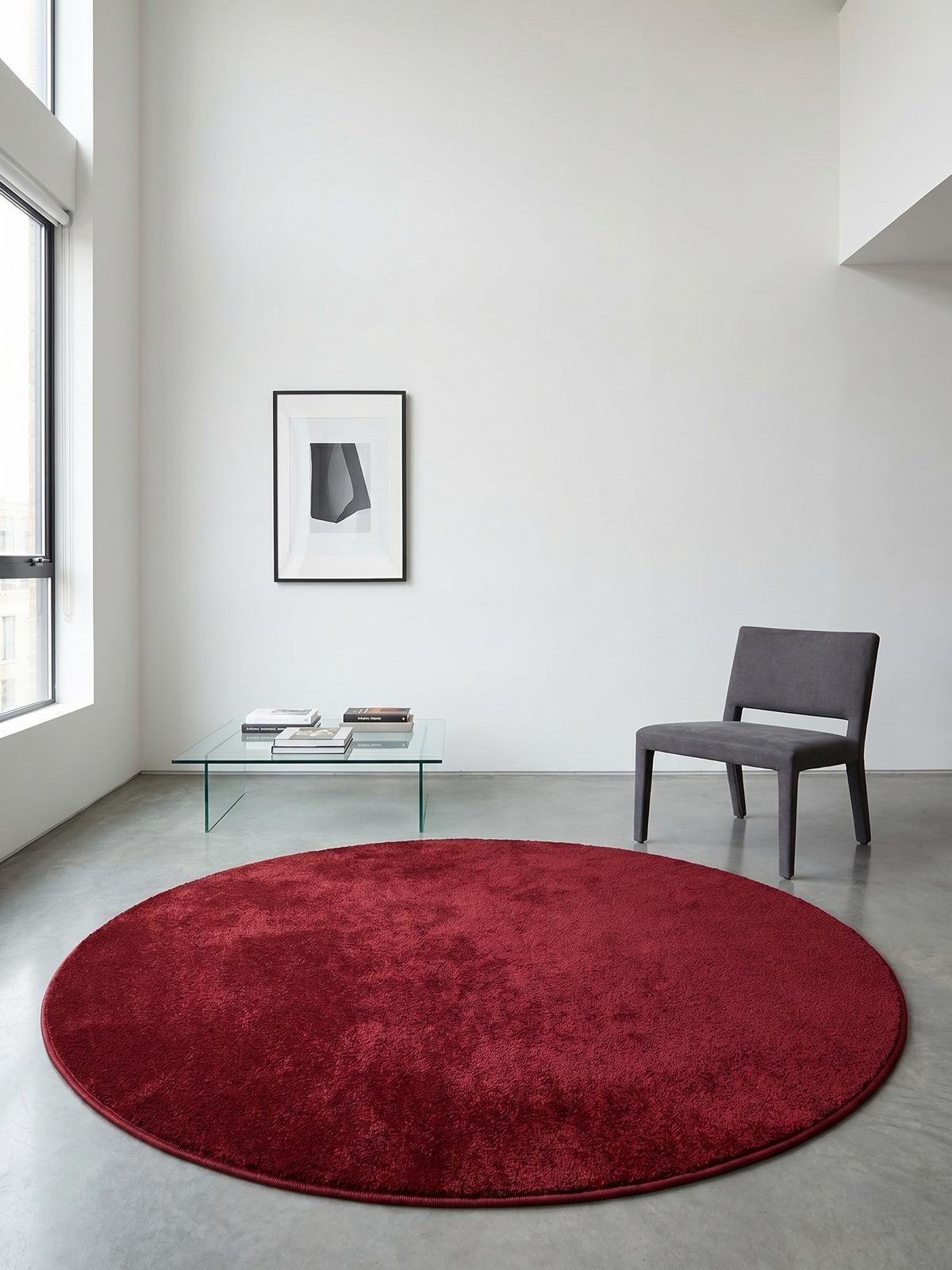 TEPPICH Kurzflor MAIN in Rot, einfarbig, Ø 120 cm - Rot, Textil (120/120cm) - KADIMA DESIGN