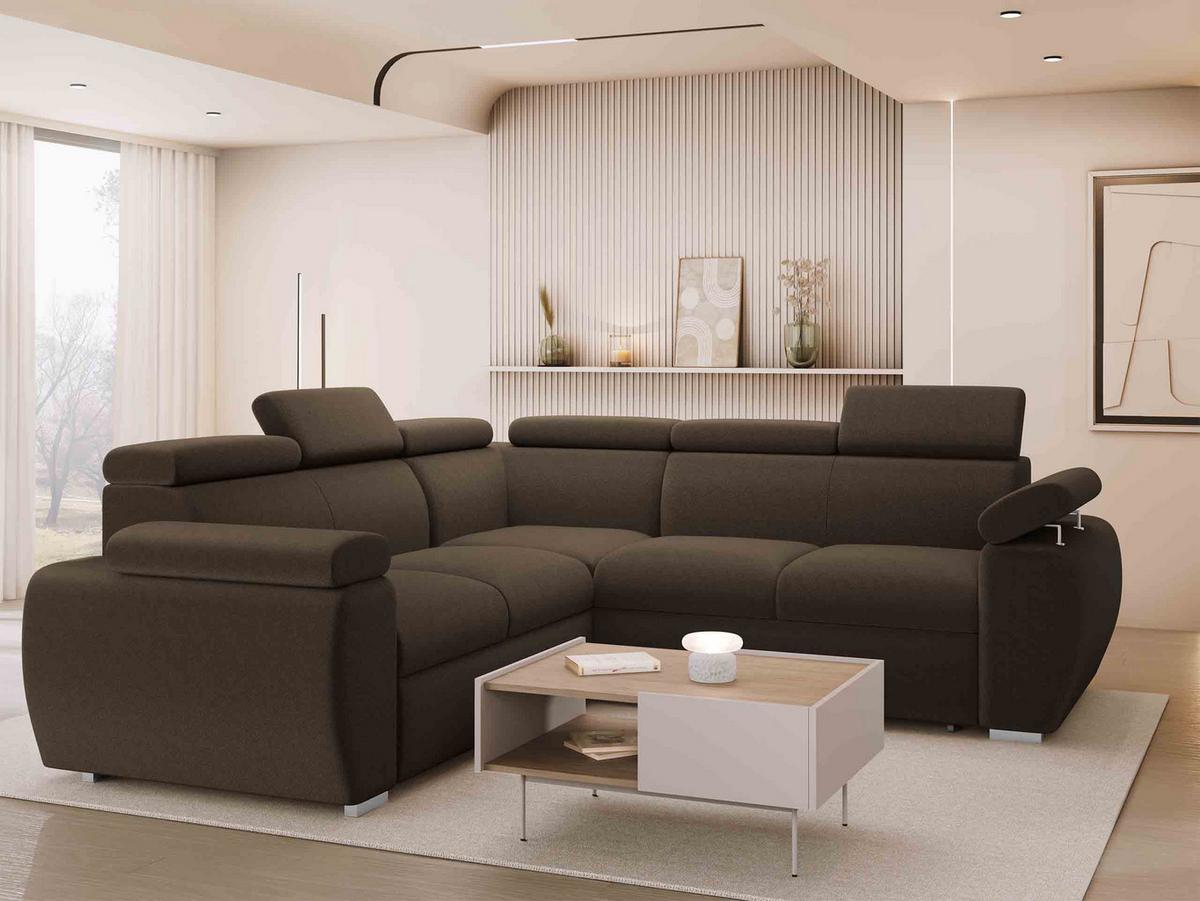 ECKSOFA Boston Maxi - Chromfarben/Braun, Holz/Textil (260/260cm) - MIRJAN24