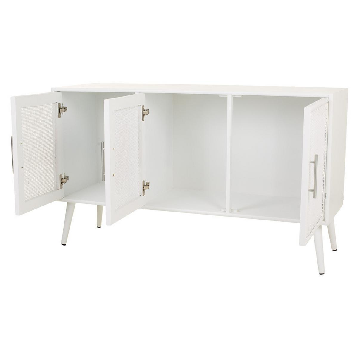 SIDEBOARD aus Holz und Gitter, Weißes, 120x42x71 - Weiß, Holz (120/71/41.5cm) - Wanderlust