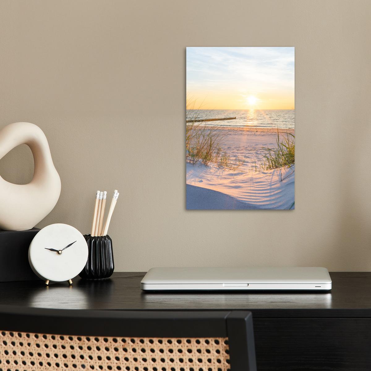 POSTER Strand - Sonne - Düne - Gras - Sand - Horizont 20x30 cm - Hellblau, Papier (20/30/0.1cm) - MuchoWow