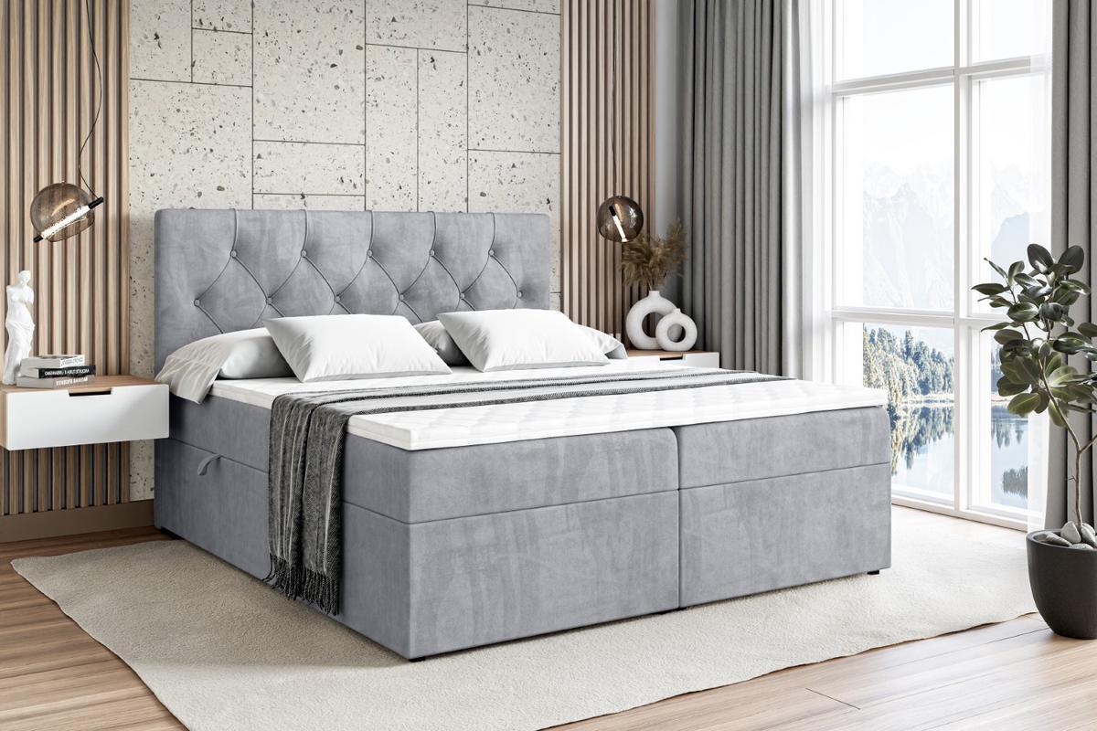BOXBETT mit Matratze H3 und Lattenrost - MIRAGE - 180x200 Hellgrau - Hellgrau, Holzwerkstoff (180/200cm) - ALTDECOR