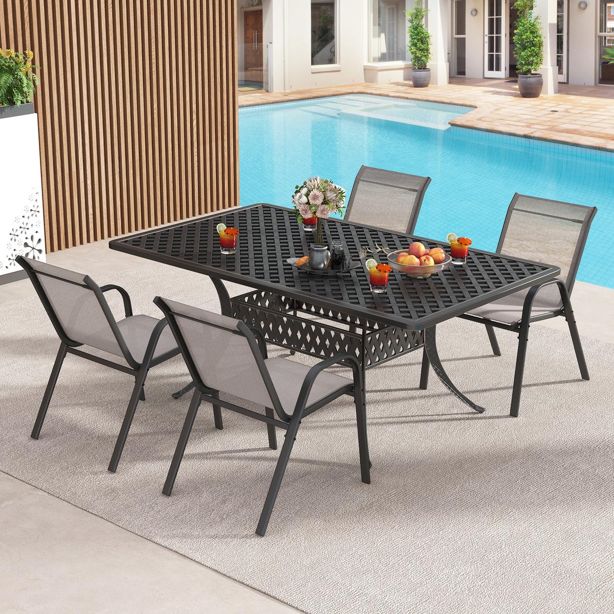 GARTENSTÜHLE Grau(2er-Set) - Grau, Metall (70/84/56cm) - COSTWAY