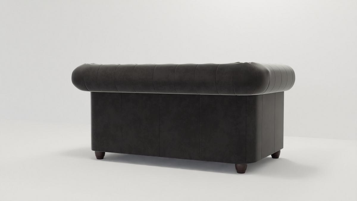 CHESTERFIELD-SOFA 2-Sitzer Nyx Schwarz Samt - Schwarz/Braun, Holz/Textil (148/72/86cm) - S-Style Möbel