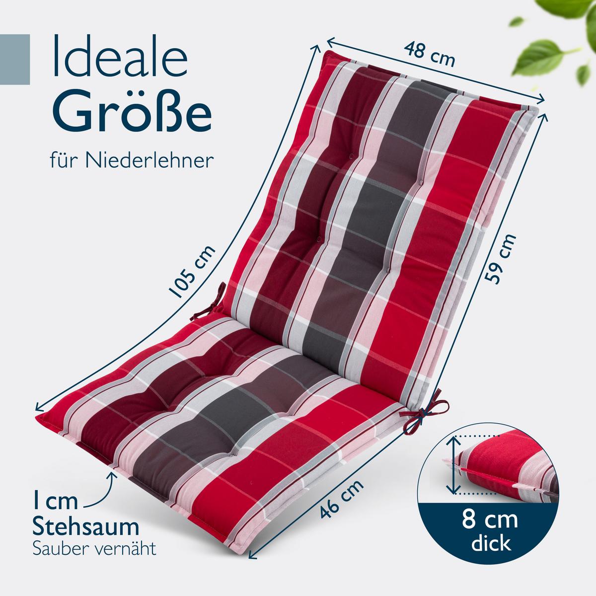 NIEDERLEHNER Sun-NL 105x50x8cm Rot-Anthrazit-Gestreift (4tlg) - Dunkelrot, Textil (50/100cm) - Beautissu 
