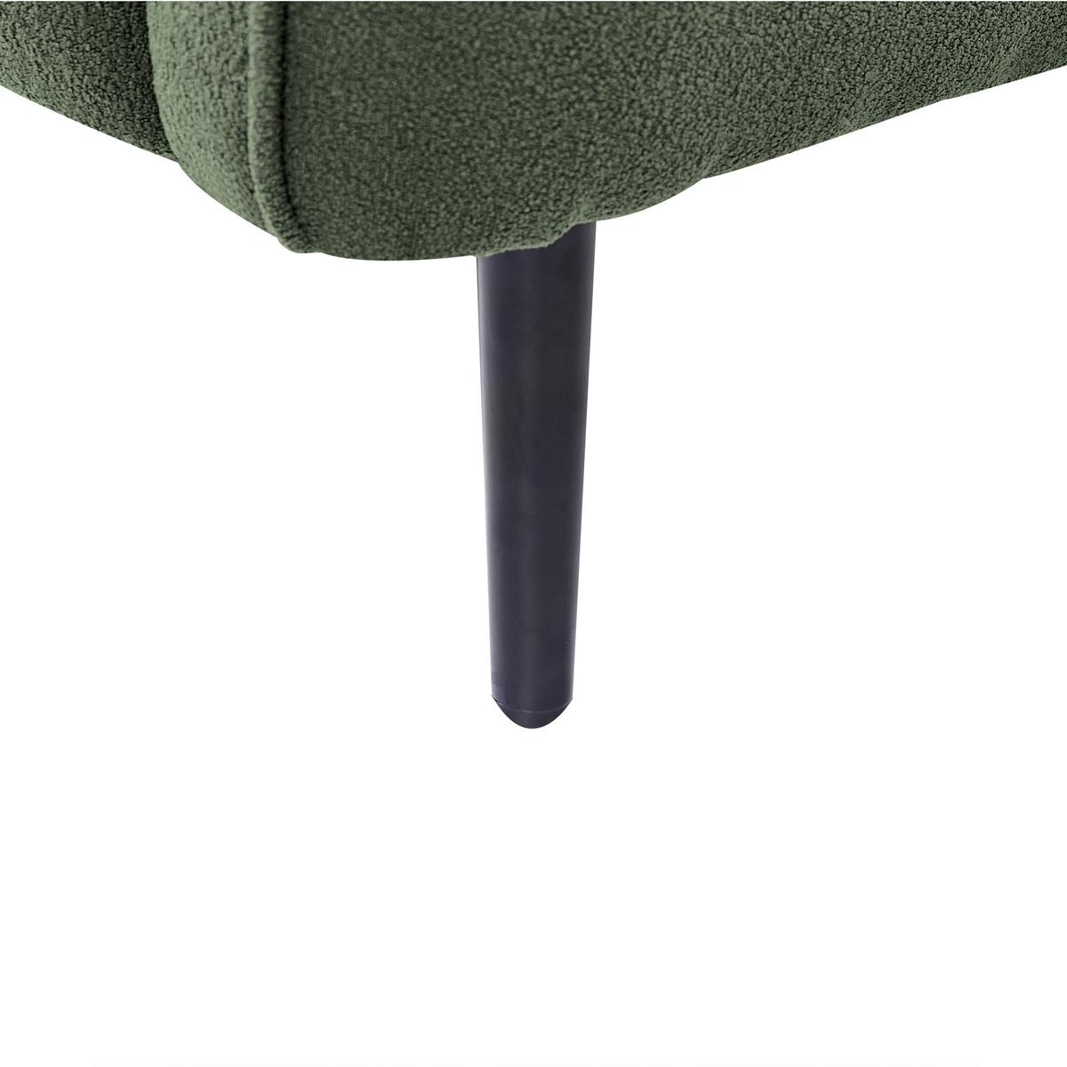 CHAISELONGUE Bouclé dunkelgrün linksseitig Chevannes - Schwarz/Grün, Textil (138/74/77cm) - Beliani
