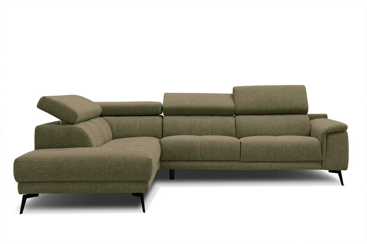 ECKSOFA FIERO 5-Sitzer, olivgrün - Schwarz/Olivgrün, Holzwerkstoff/Textil (158/269cm) - Wozimo