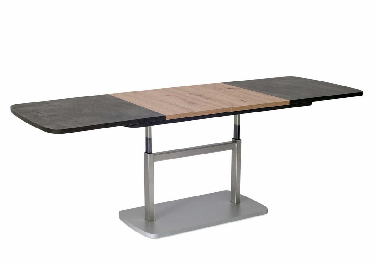 FUNKTIONSTISCH ausziehbar Catharina 110(145+180) x 63 x 53-72 Wohnzimmertisch Beton/Wildeiche - Multicolor, Holz (110/63/53cm) - 58aufmkessel