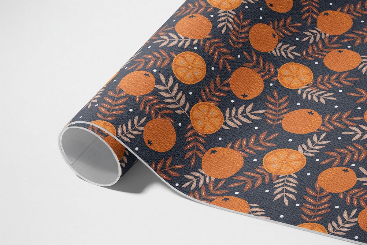 TEPPICH 100x150 cm Orangen und Blätter Illustration - Koralle, Kunststoff (100/150cm) - Wallfluent