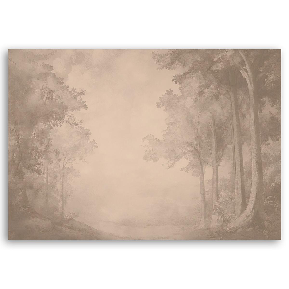 WANDBILD weg durch den wald - Beige, Textil (60/40cm) - Feeby